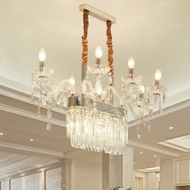 8 Light Clear Silver Candle Style Crystal Chandelier