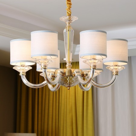 6 Light Gold Silver Clear Candle Style Crystal Chandelier