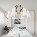 6 Light Retro Rustic Luxury Brass Chandelier with Glass Shade