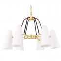6 Light Retro Rustic Luxury Brass Chandelier with Glass Shade