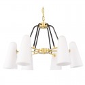 6 Light Retro Rustic Luxury Brass Chandelier with Glass Shade