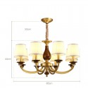 8 Light Retro Rustic Luxury Brass Chandelier with Glass Shade