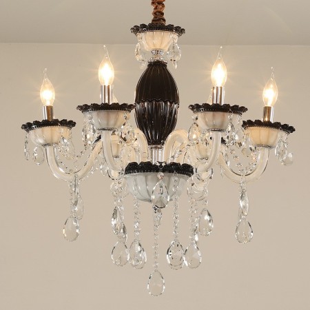 6 Light Black Candle Style Crystal Chandelier