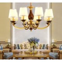 8 Light Retro Rustic Luxury Brass Chandelier with Glass Shade