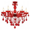 6 Light Red Candle Style Crystal Chandelier