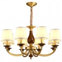 8 Light Retro Rustic Luxury Brass Chandelier with Glass Shade