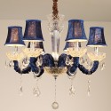 6 Light Blue Candle Style Crystal Chandelier