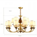 15 Light Retro Rustic Luxury Brass Chandelier with Glass Shade