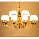 15 Light Retro Rustic Luxury Brass Chandelier with Glass Shade