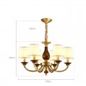 6 Light Retro Rustic Luxury Brass Chandelier with Glass Shade