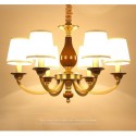 6 Light Retro Rustic Luxury Brass Chandelier with Glass Shade