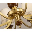 6 Light Retro Rustic Luxury Brass Chandelier with Glass Shade