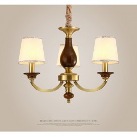 3 Light Retro Rustic Luxury Brass Chandelier with Glass Shade