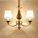 3 Light Retro Rustic Luxury Brass Chandelier with Glass Shade