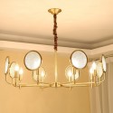 8 Light Retro Rustic Luxury Brass Chandelier with Glass Shade