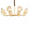 8 Light Retro Rustic Luxury Brass Chandelier with Glass Shade