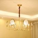 6 Light Retro Rustic Luxury Brass Chandelier with Glass Shade