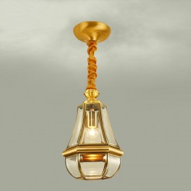 1 Light Retro Rustic Luxury Brass Chandelier with Glass Shade