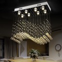 8 Light Wave Modern K9 Crystal Sparkle Luxury Rain Drop Chandelier