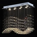 8 Light Wave Modern K9 Crystal Sparkle Luxury Rain Drop Chandelier