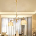 2 Light Retro Rustic Luxury Brass Chandelier with Fabric Shade