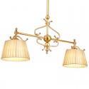 2 Light Retro Rustic Luxury Brass Chandelier with Fabric Shade