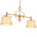 2 Light Retro Rustic Luxury Brass Chandelier with Fabric Shade