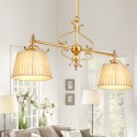 2 Light Retro Rustic Luxury Brass Chandelier with Fabric Shade