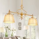 2 Light Retro Rustic Luxury Brass Chandelier with Fabric Shade