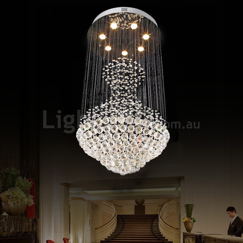 7 Light Round Modern K9 Crystal Sparkle Luxury Rain Drop