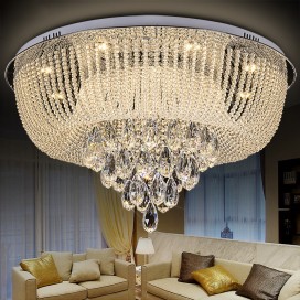 Round Modern K9 Crystal Sparkle Luxury Rain Drop Chandelier