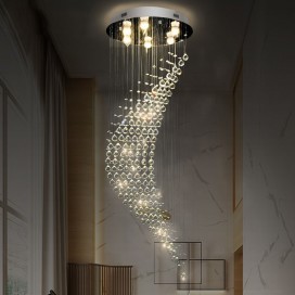 6 Light Spiral Modern K9 Crystal Sparkle Luxury Rain Drop Chandelier