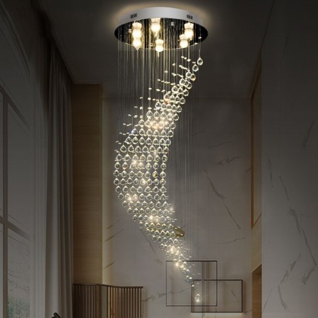 6 Light Spiral Modern K9 Crystal Sparkle Luxury Rain Drop Chandelier