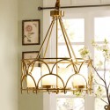 4 Light Retro Rustic Luxury Brass Chandelier with Glass Shade