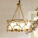 4 Light Retro Rustic Luxury Brass Chandelier with Glass Shade