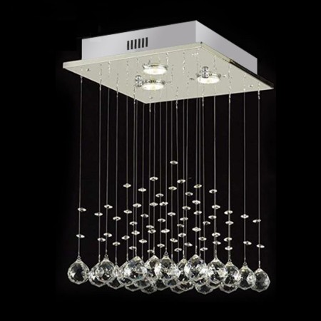 3 Light Square Modern K9 Crystal Sparkle Luxury Rain Drop Chandelier