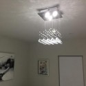 3 Light Square Modern K9 Crystal Sparkle Luxury Rain Drop Chandelier