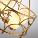 4 Light Retro Rustic Luxury Brass Chandelier with Glass Shade