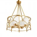 4 Light Retro Rustic Luxury Brass Chandelier with Glass Shade