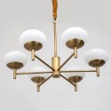 6 Light Retro Rustic Luxury Brass Chandelier with Glass Shade