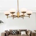 6 Light Retro Rustic Luxury Brass Chandelier with Glass Shade