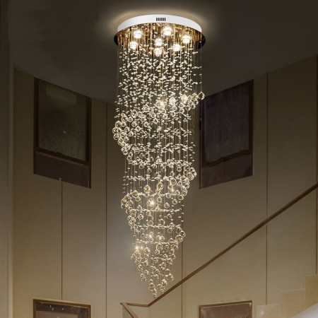 7 Light Spiral Modern K9 Crystal Sparkle Luxury Rain Drop Chandelier