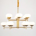 12 Light Retro Rustic Luxury Brass Chandelier with Glass Shade