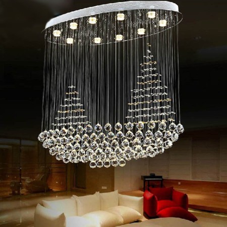 10 Light Sailboat Modern K9 Crystal Sparkle Luxury Rain Drop Chandelier