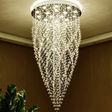 Spiral Round Modern K9 Crystal Sparkle Luxury Rain Drop Chandelier