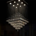 9 Light Square Modern K9 Crystal Sparkle Luxury Rain Drop Chandelier