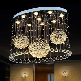 9 Light 3 Balls Modern K9 Crystal Sparkle Luxury Rain Drop Chandelier