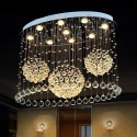 9 Light 3 Balls Modern K9 Crystal Sparkle Luxury Rain Drop Chandelier