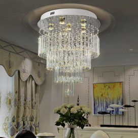 6 Light 4 Tier Round Modern K9 Crystal Sparkle Luxury Rain Drop Chandelier