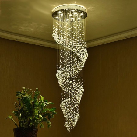 Spiral Modern K9 Crystal Sparkle Luxury Rain Drop Chandelier